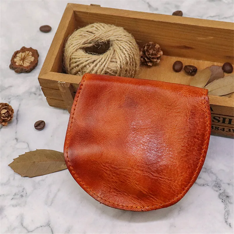 Fashion luxury natural genuine leather ladies mini wallet retro casual men's cowhide small card bag Short coin bag