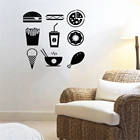 Наклейки на стену с изображением бургеров и хот-догов, выпечка, Виниловая наклейка на стену для магазина еды, ресторана, переводная наклейка DW8386