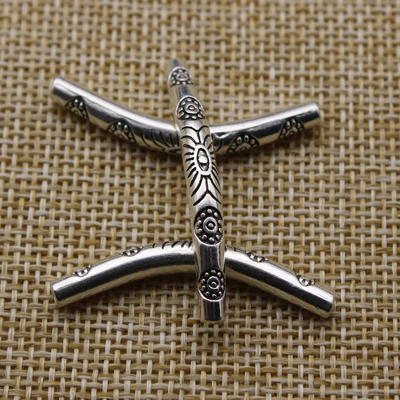 antique silver 10 шт. 35*4 мм бронза золото тибетский серебряный изогнутые трубчатые спейсеры бусины для изготовления ювелирных изделий ожерелье браслет DIY ручной работы - Цвет: antique silver
