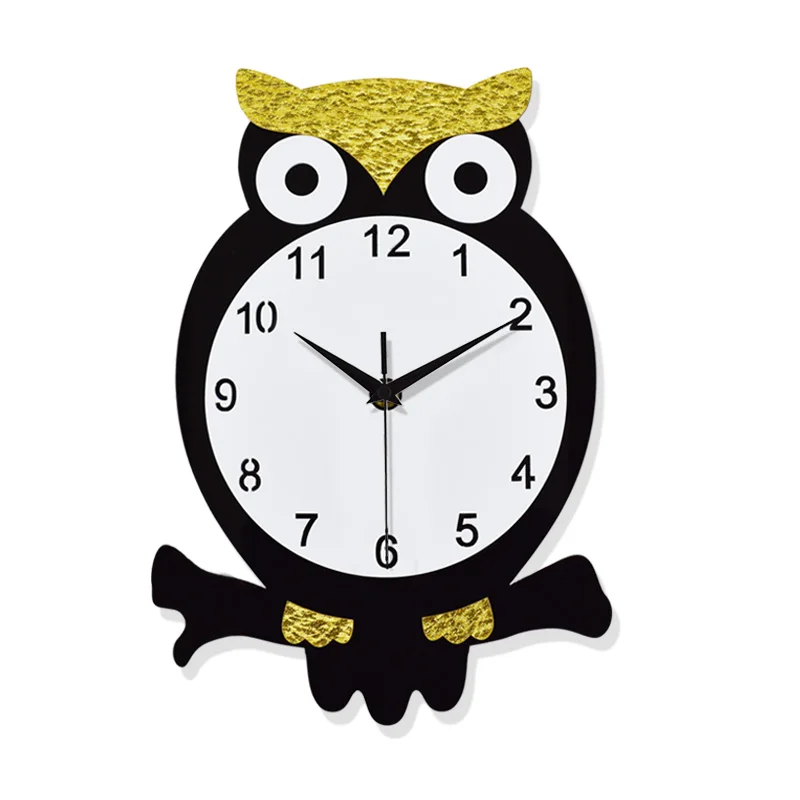 

Creative Wood Wall Clock Watch Mechanism 3d Children's Owl Living Room Garden Bedroom Acrylic Mirrored Decorative