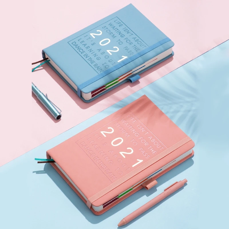 

Agenda 2021 Jan-Dec English Language Notebook A5 Leather Soft Cover School Planner Efficiency Journal
