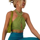 Женский облегающий Топ Cryptographic, зеленый пикантный Топ без рукавов, с открытой спиной, уличная одежда, 2019