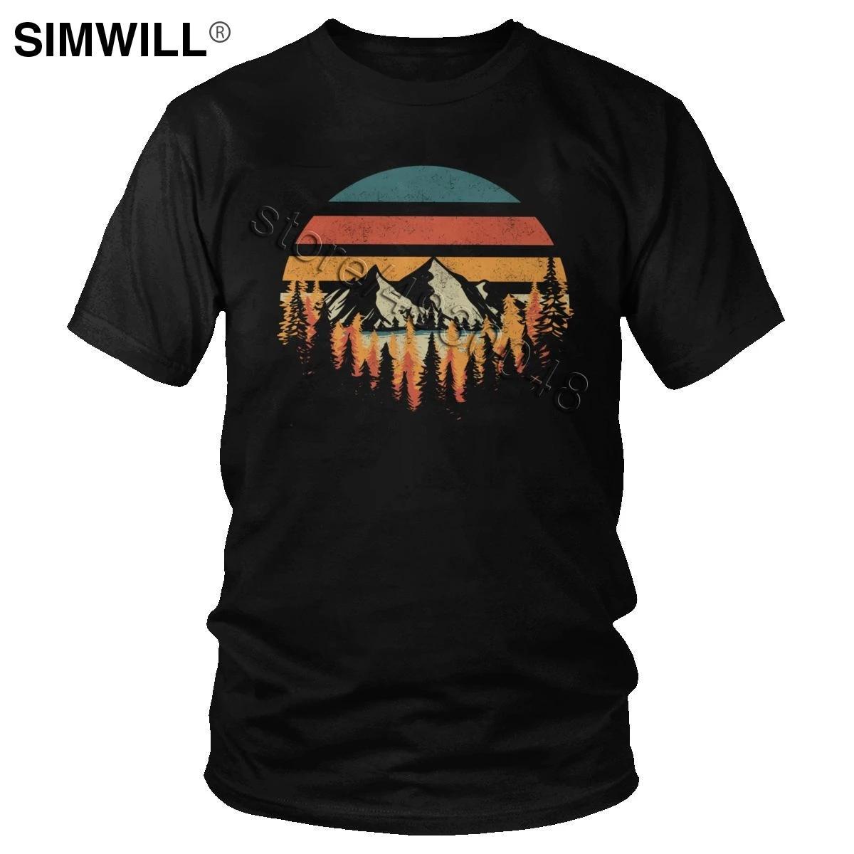 

Men Twin Peaks T Shirt Deeply Wild Sunset Wild Forest Tshirt Short Sleeved Cotton Top Printing Tee Crew Neck Slim Fit Clothing