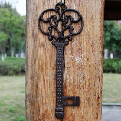 antique Винтажный большой чугунный Настенный декор ключ орнамент - Цвет: antique