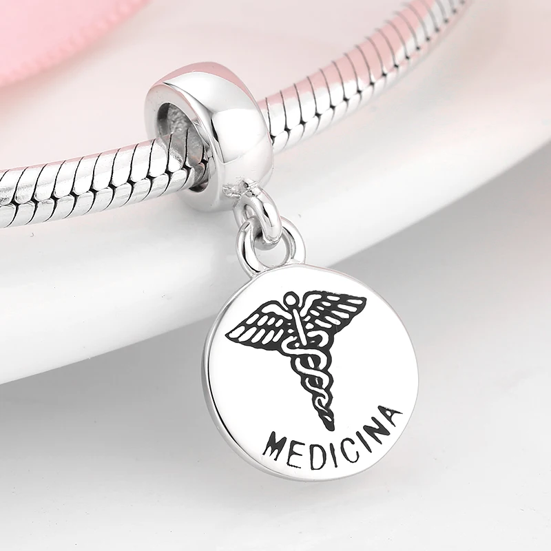 925 пробы Серебряный медицинский знак с буквами изящные подвески бусины подходят