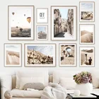Пейзаж городской улицы воздушный шар песок верблюд настенная Картина на холсте скандинавские плакаты и принты настенные картины для декора гостиной