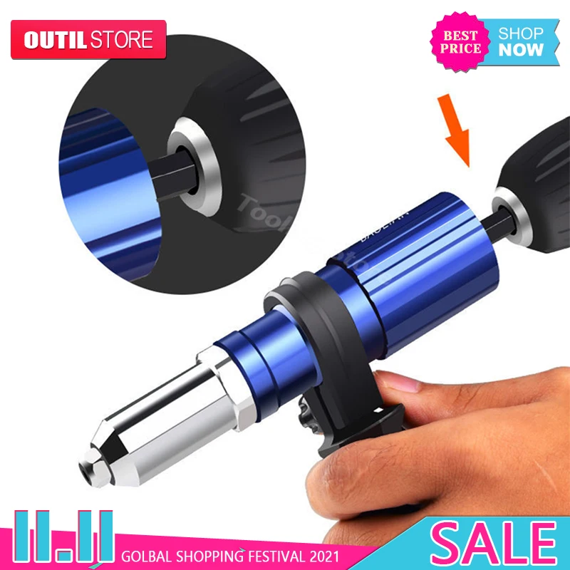 

Electric Drill Into Riveter 2.4mm-4.8mm Rivet Nut Gun Insert Pull Rivets Drill Adapter Cordless Riveting Power Tool Accessories