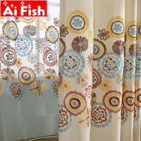 curtain cotton and linen fabric modern pastoral classic national flowers embroidered thick blackout curtain for bedroom wp413 50