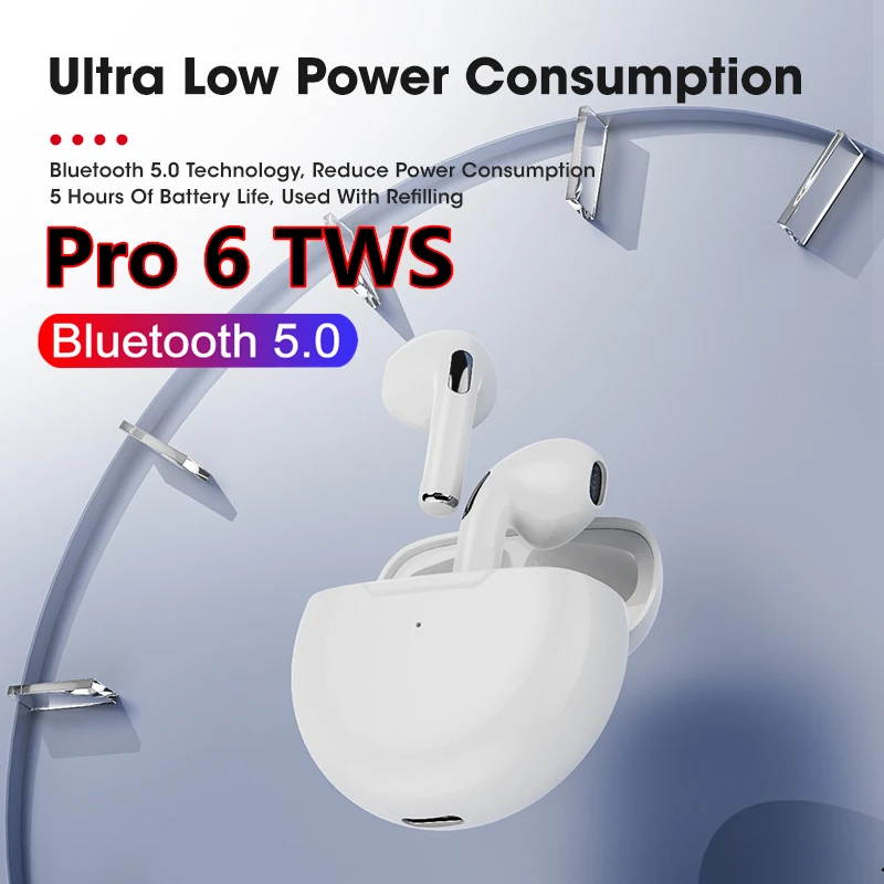 

Original Pro 6 Wireless Headphones TWS Bluetooth Earphones Touch Control Sport Headset Stereo Earbuds For IOS Android Phone