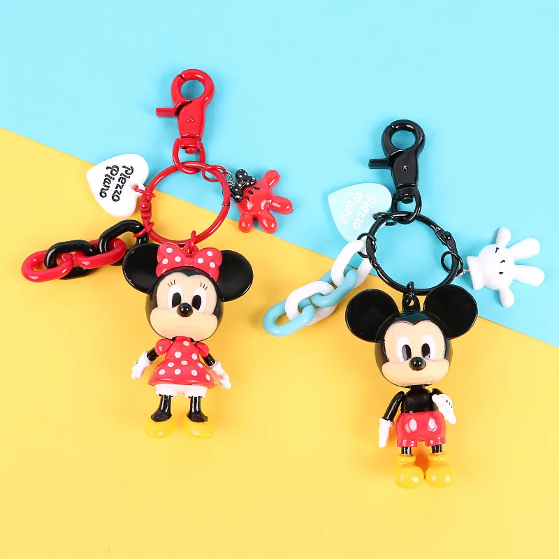 

Minnie Disney Mickey Cartoon Car Keychain Anime Pendant Female Creative Bag Hanging Couples Key Chain Simple Keyring
