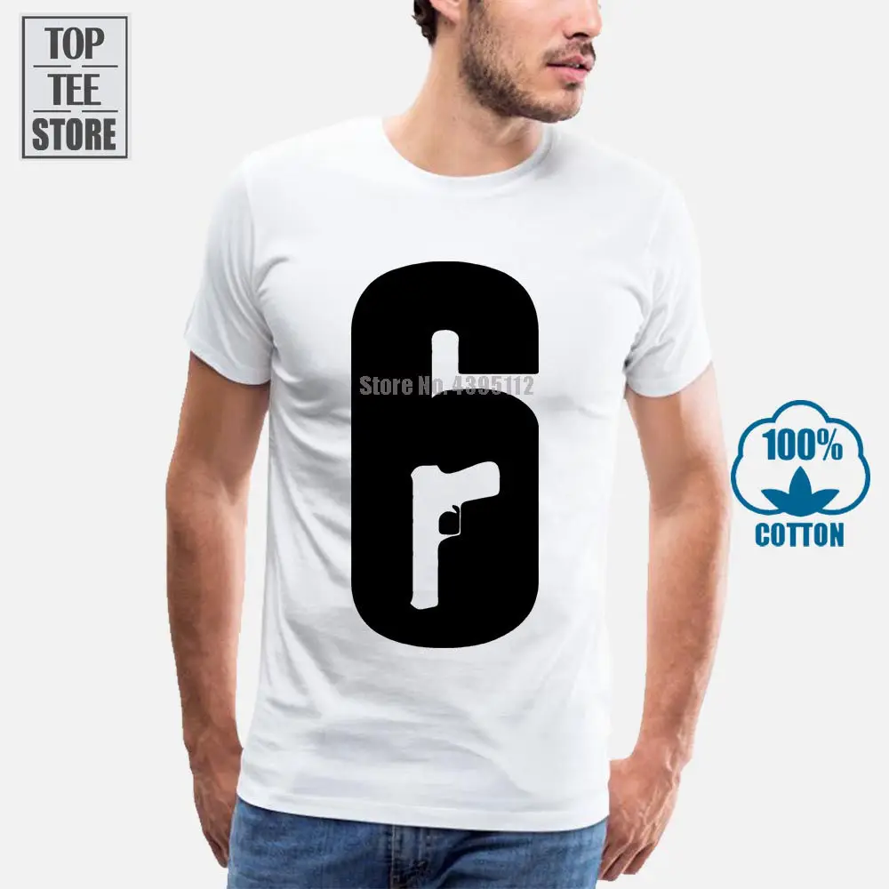 Мужская футболка с круглым вырезом Tom Clancys белая радугой Six Siege лето 2019|Мужские