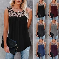 new 2021 summer women fashion leopard patchwork o neck vest sleeveless casual tops ladies tank tops t shirts s 3xl