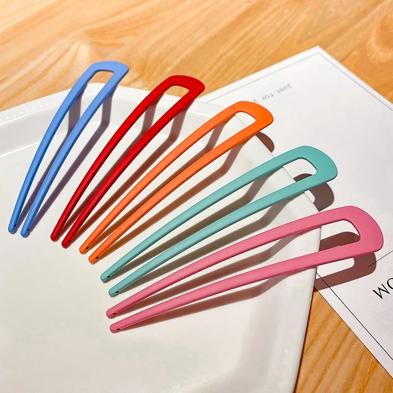 

Модные палочки для волос карамельных цветов для женщин, заколки для волос в виде ракушек, минималистичные U-образные шпильки для волос для д...