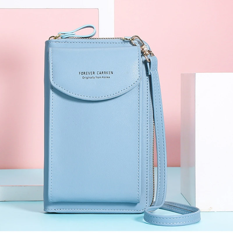 

2021 New Women Wallet Mobile Phone Bag Ladies double-layer Coin Purse Card Holder Retro Tide Single Shoulder Crossbody Card Bag