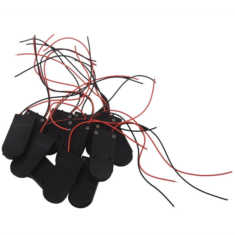 12PCS CR2032 Battery Holder Plastic 2x3V Button Coin Cell Case Box with Wire Lead ON-OFF Switch (Black) | Электроника