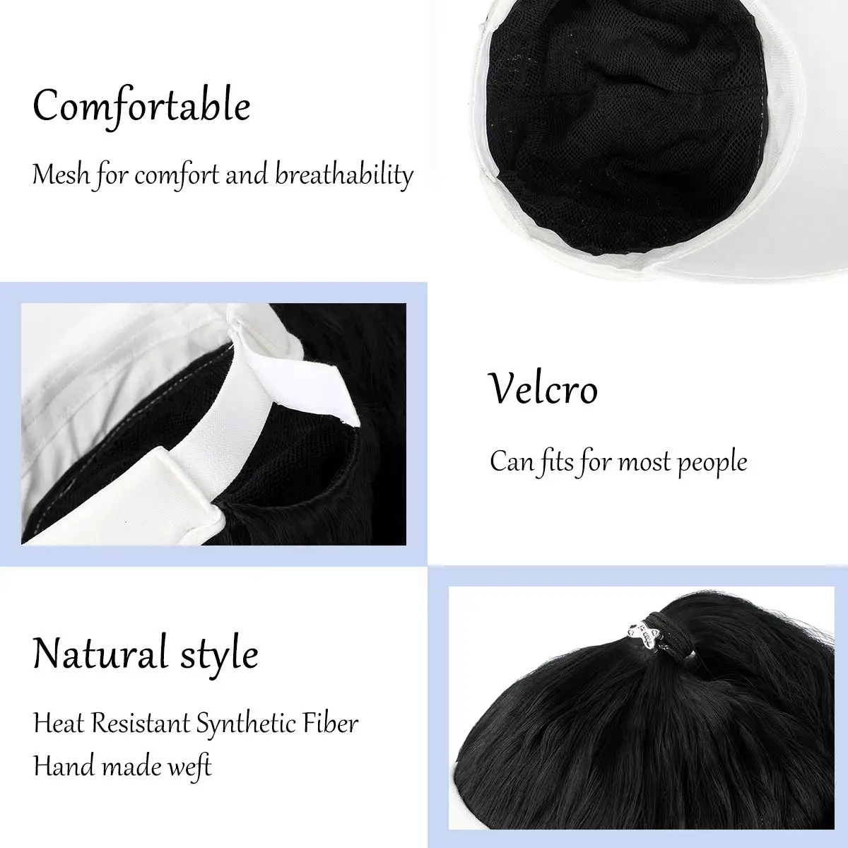 SHANGZI Ponytail Extension Cap hair Synthetic Wig Curly Wavy Wigs with Visor Hat Ponytail Wigs for Women Hat  Baseball 2021