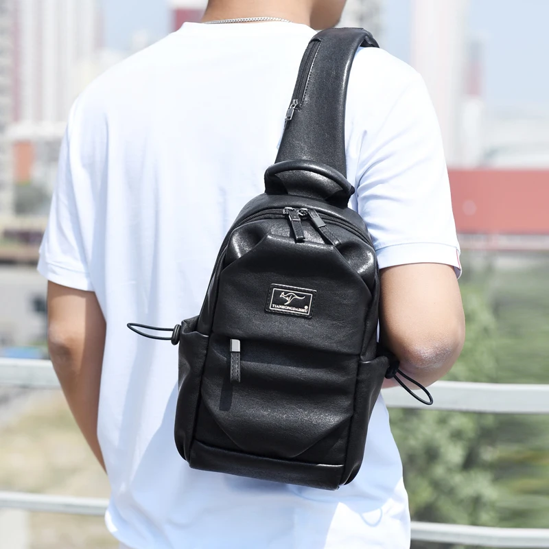 Роскошная брендовая мужская Сумка кенгуру кожаная нагрудная сумка для мужчин