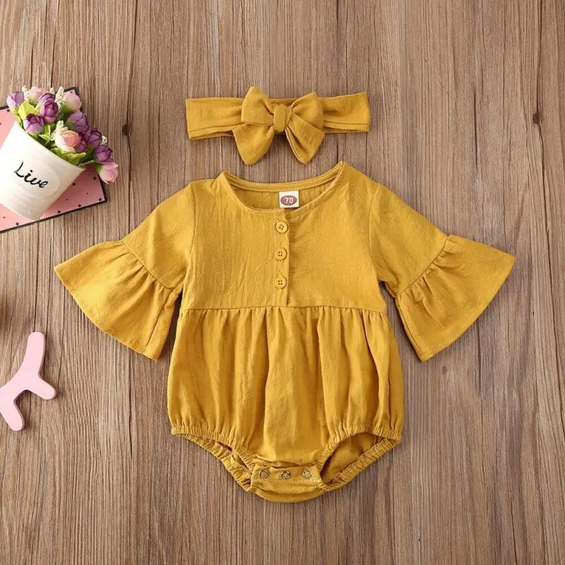 Комбинезон с расклешенными рукавами для новорожденных милая летняя одежда