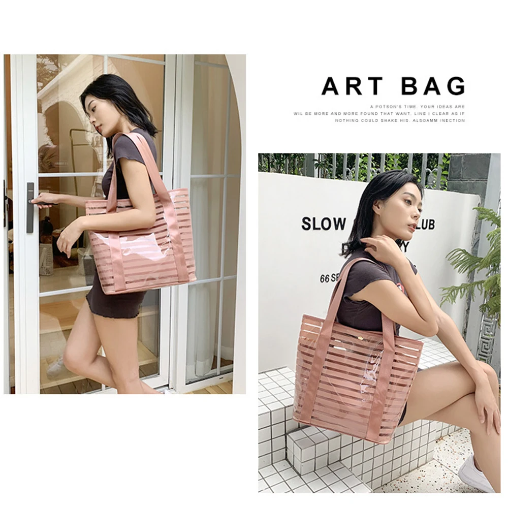 2PCS/SET PVC Swimming Bag Gym Tote Transparent Handbags Clear Beach Pool Swim Storage Bags For Women Tavel Waterproof Bag XA232A