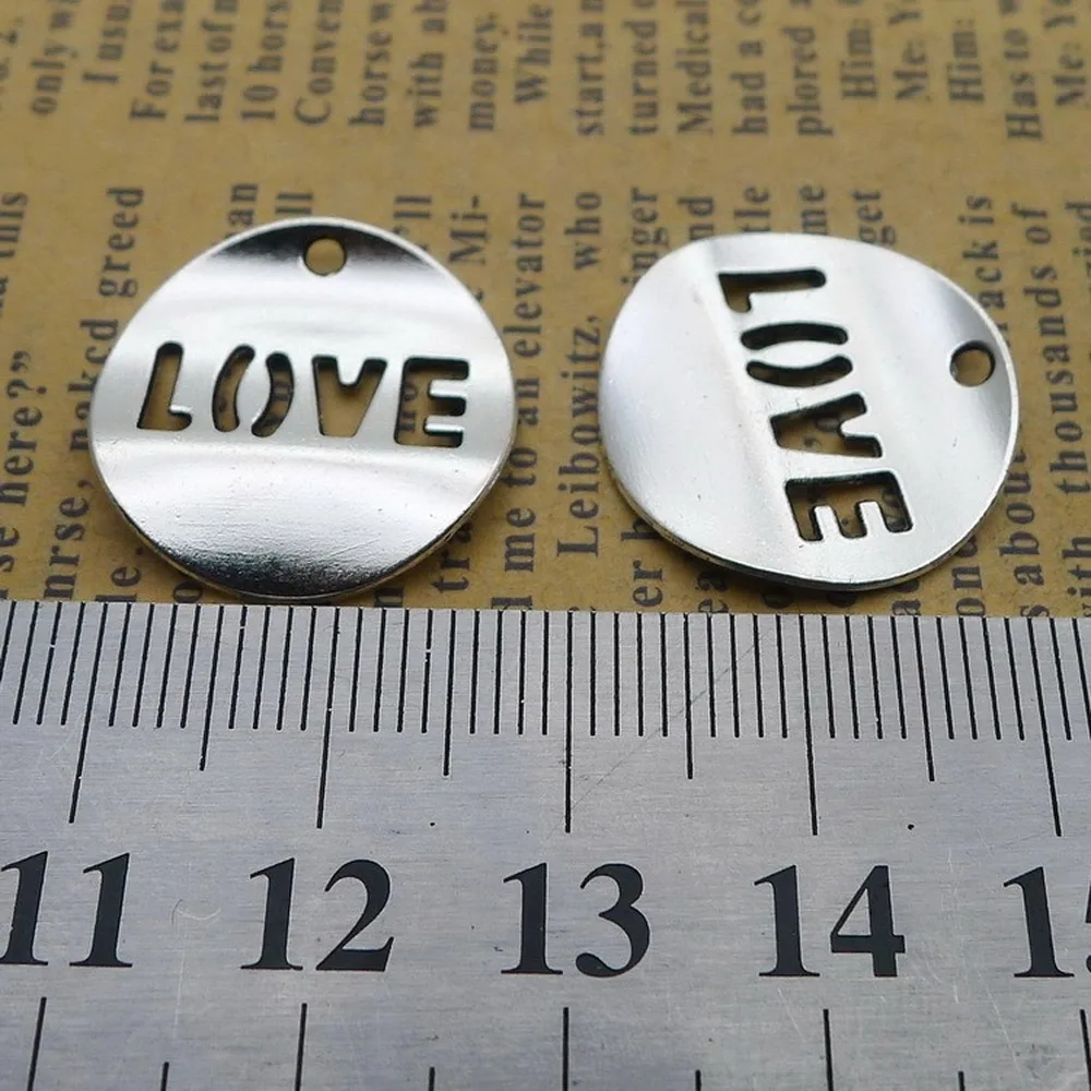 

150pcs Love Charms 20mm x 20mm DIY Jewelry Making Pendant antique silver color