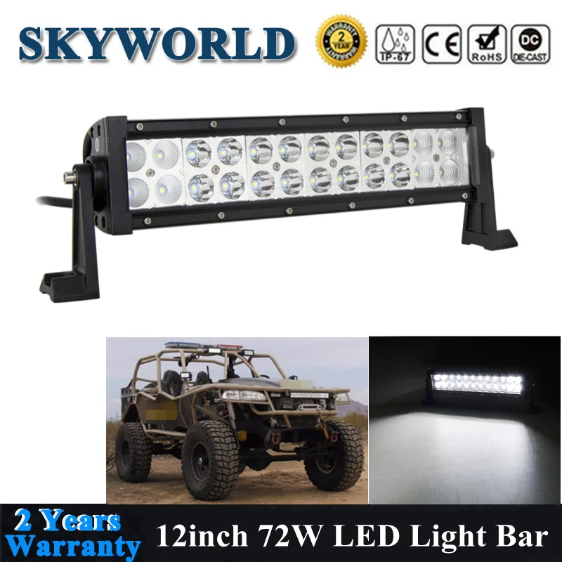 

SKYWORLD 12inch Straight LED Bar Offroad Combo Beam 72W Driving Light Bar For Car UAZ ATV SUV Tractor Bumper Fog Lamp 12V 24V