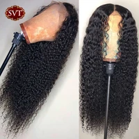 svt curly human hair wigs preplucked remy brazilian glueless 13x4 lace frontal human hair wigs for black women curly closure wig