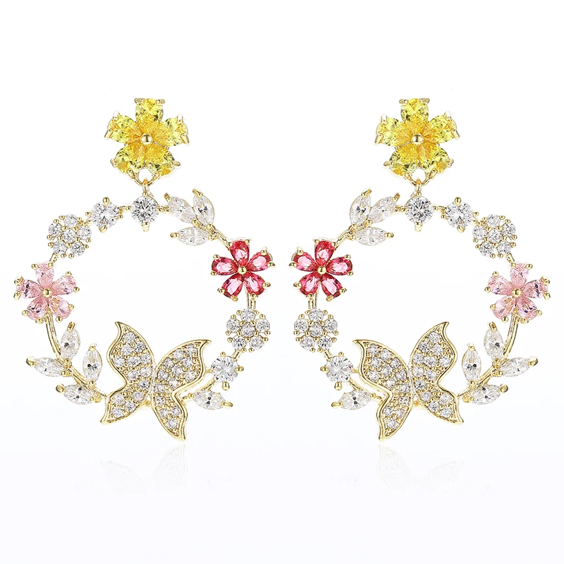 Элегантные серьги бабочки женские роскошные капли AAA + циркония модные ювелирные