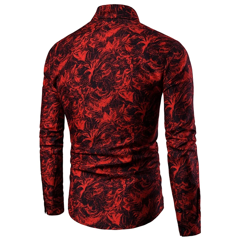 Осенне-зимняя мужская рубашка с длинными рукавами и принтом camisas hombre chemise homme