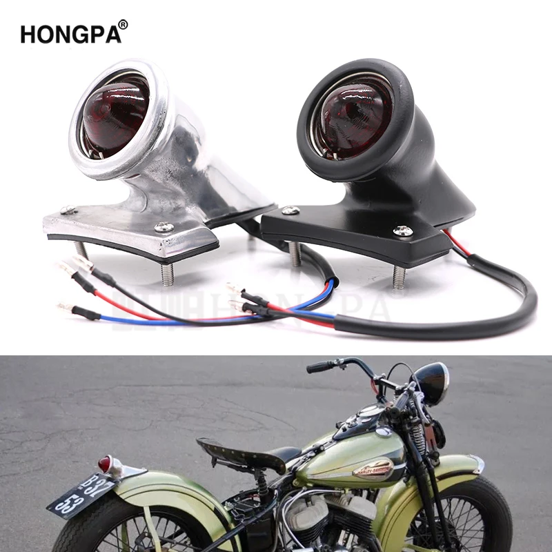 Задний фонарь для мотоцикла 12В в винтажном стиле Harley Bobber Chopper Chrome/Black |