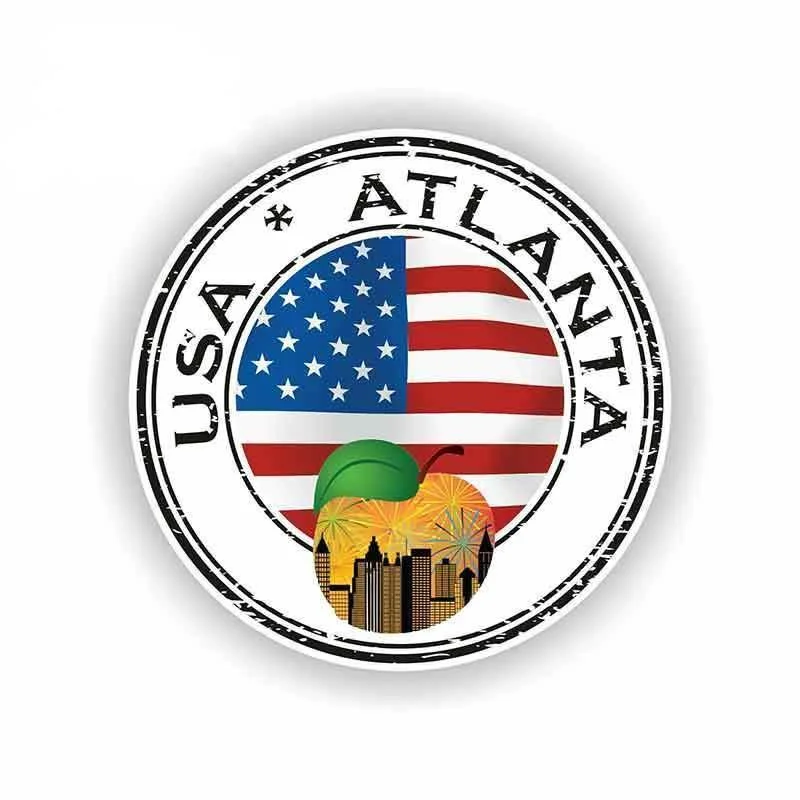 

13cm x 13cm For Atlanta Stamp Funny Car Stickers Cartoon Vinyl Decal Sticker Car Truck Pinup SUV Decoration