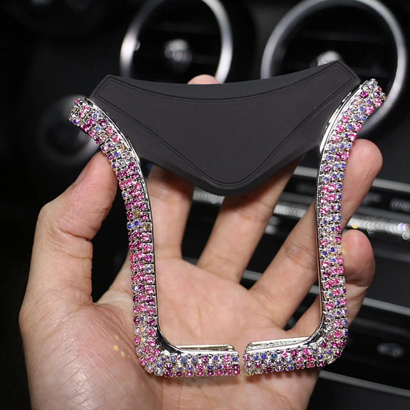 

New Universal Car Phone Holder With Bing Crystal Rhinestone Car Air Vent Mount Clip Cell Phone Holder Car Accessories