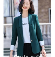early autumn women korean style fashionable small suit jacket long sleeve patchwork office lady notched office work wear 3xl