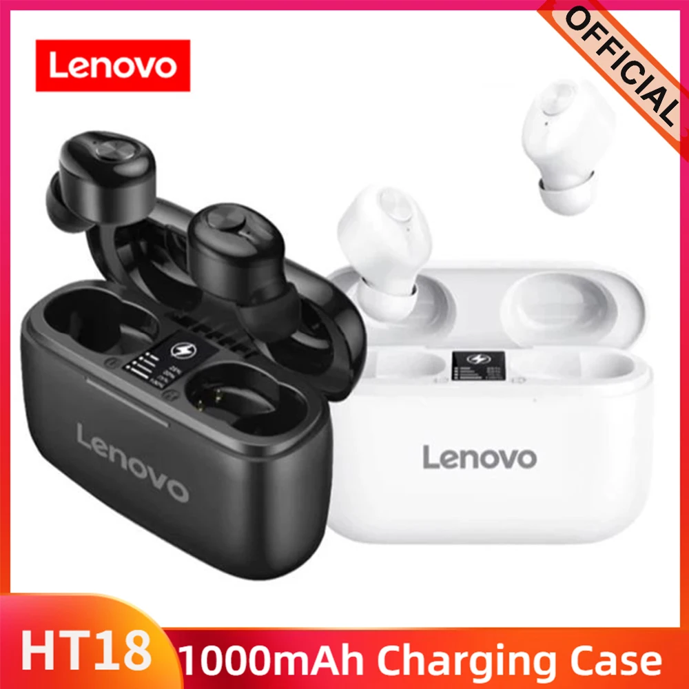 TWS стереонаушники Lenovo HT18 с микрофоном и зарядным футляром на 1000 мА · ч|Наушники