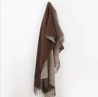 2021 winter new woolen pure wool double sided heavy lock tassel with shawl thickened warm womens scarf simple couples scarf
