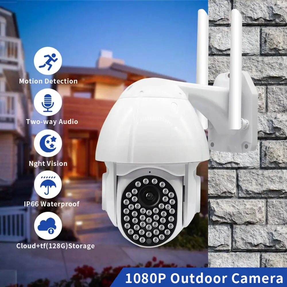 Камера видеонаблюдения 1080P PTZ IP Wi Fi наружная скоростная купольная беспроводная