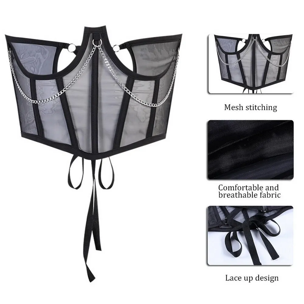 

Shape Belts for Women Lace up Wide Belt Mesh Elegant Women Metal Chain Straps Female Stretchy Wide Belt Ladies Asymmetry