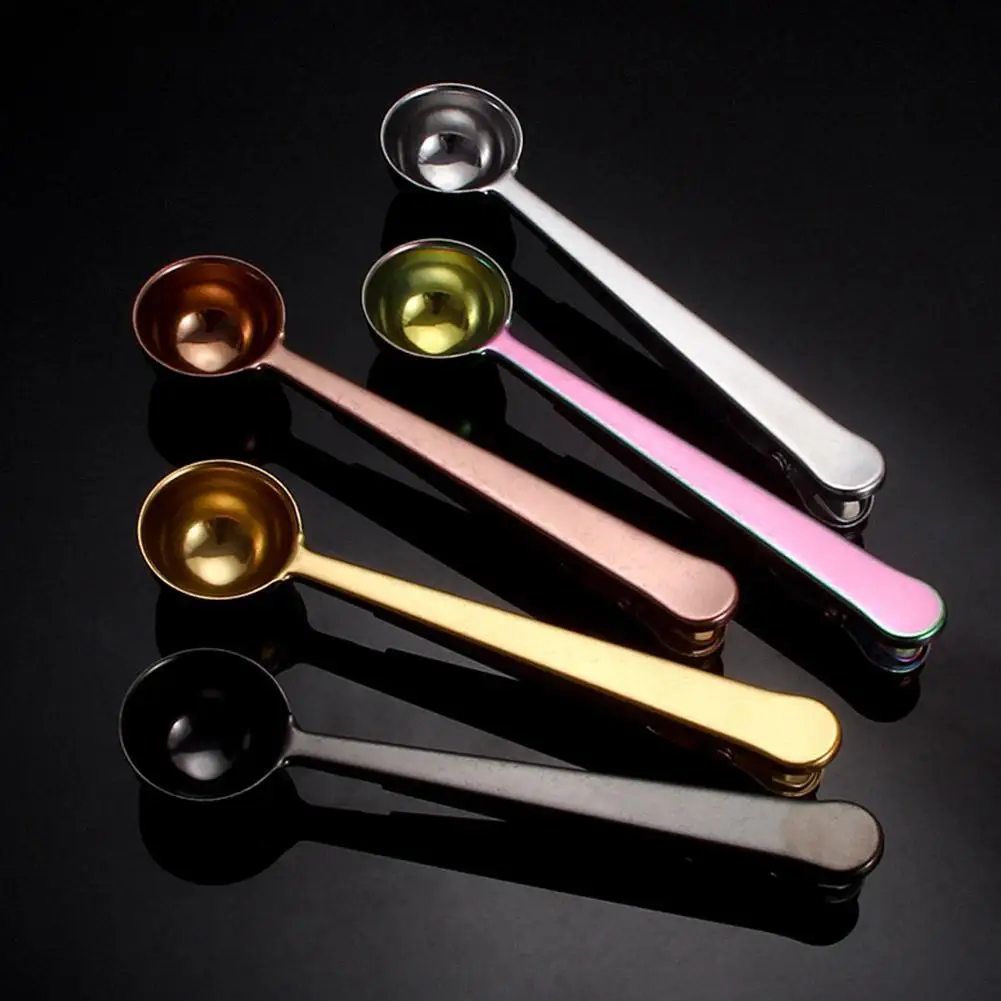

Coffee Spoon With Long Handle And Clip For Kitchen Spoons Liquid Powder Milk Supply Seasoning Good Sealing Measuring Coffee T8O7