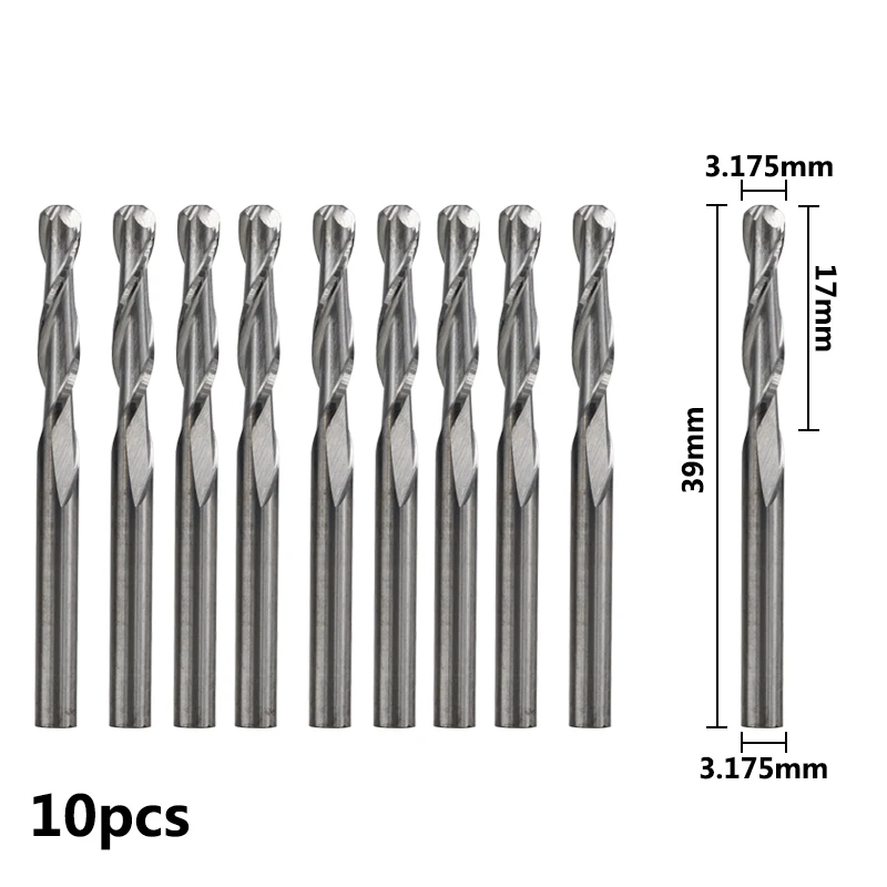 40 шт./компл. сферическая концевая фреза 2 канавки плоская Концевая 3 175 мм