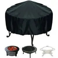 Garden Yard Round Fire Pit Cover Waterproof Dust-proof Protector Grill BBQ Cover Black All-Purpose Covers For Outdoor Furniture