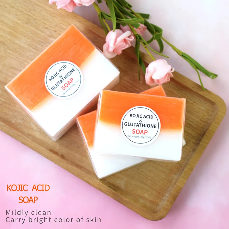 

3pcs Kojic Acid Soap set Dark Black Skin Lightening Soap Hand made Soap Glutathione Whitening Soap Skin Bleaching Brighten Face