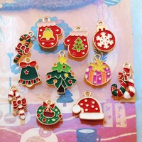10pcs christmas gloves bells trees enamel pendants charms for necklace bracelet diy jewelry making christmas decoration supplies