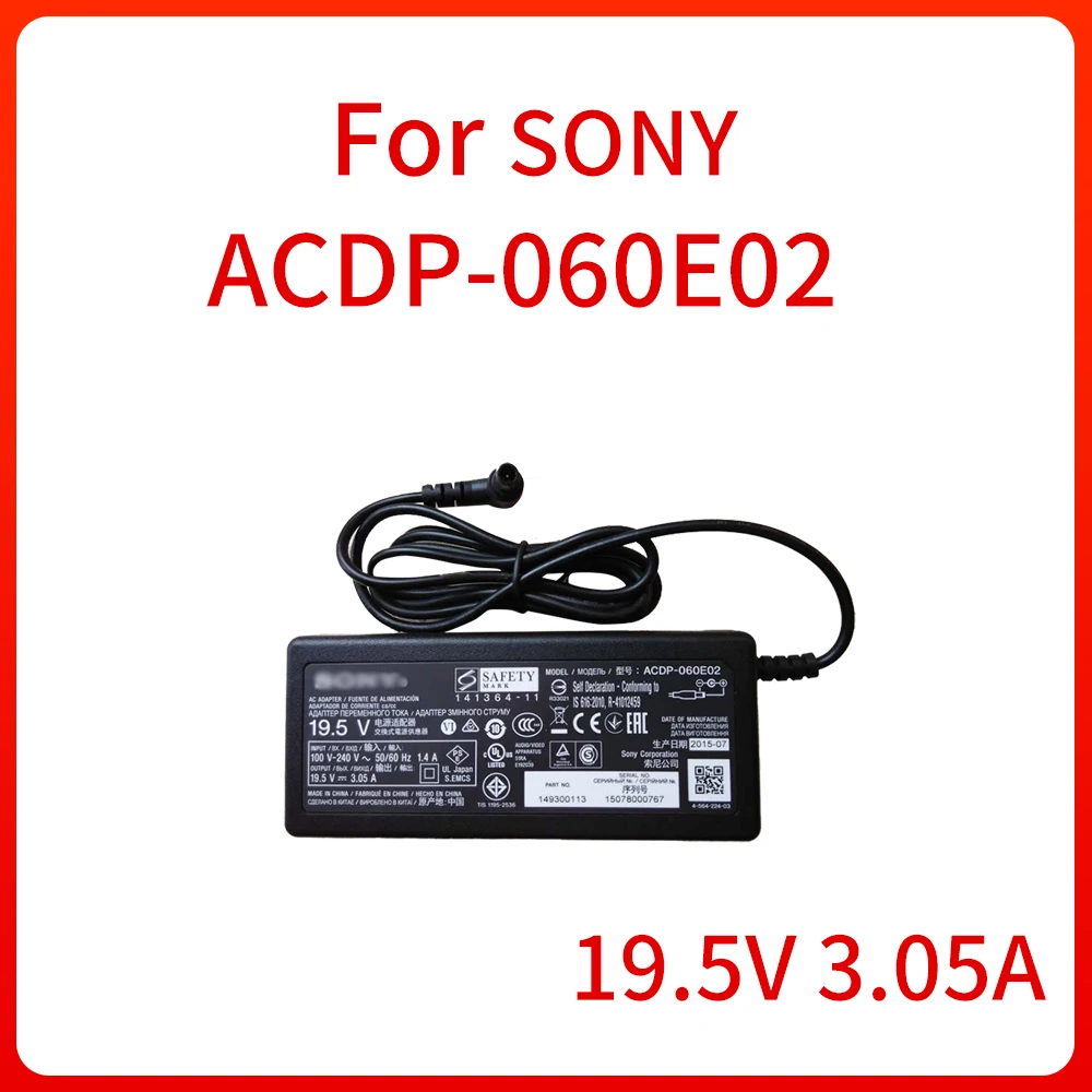 60W 19.5V3.05A  ACDP-060E02 LCD TV AC Adapter Power Supply For Sony KDL-40R550C KDL-40RD353 Charger Original