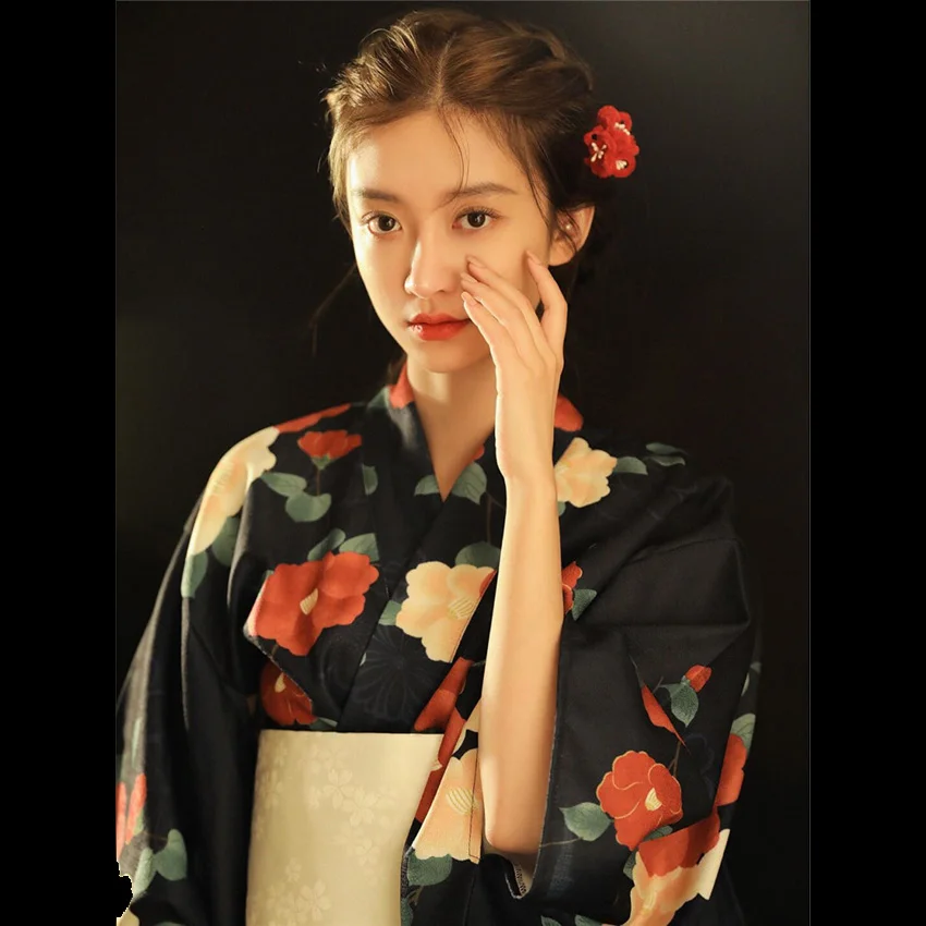 Халат с цветочным принтом Женский традиционное кимоно в японском стиле юката Оби