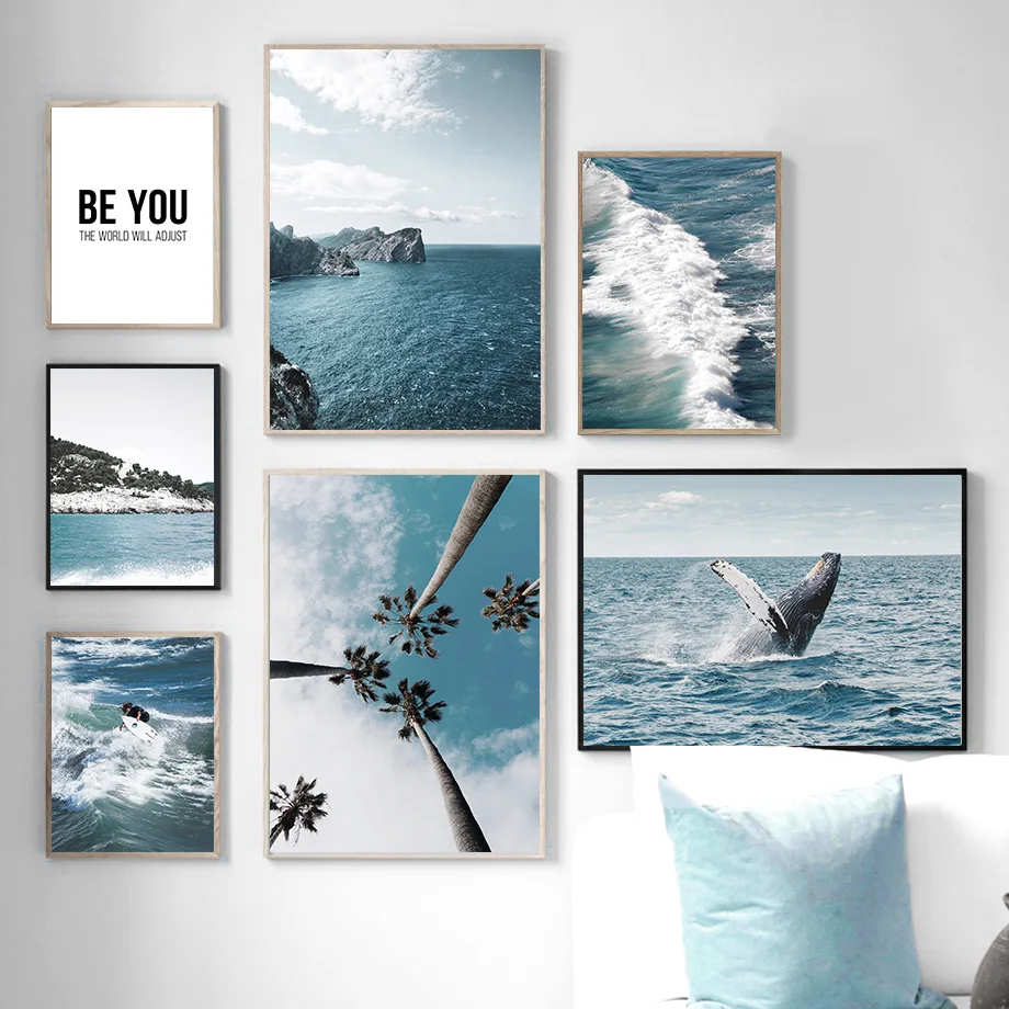 

Ocean Surf Coconut Sky Landscape Wall Art Canvas Painting Nordic Posters And Prints Wall Pictures For Living Room Home Decor