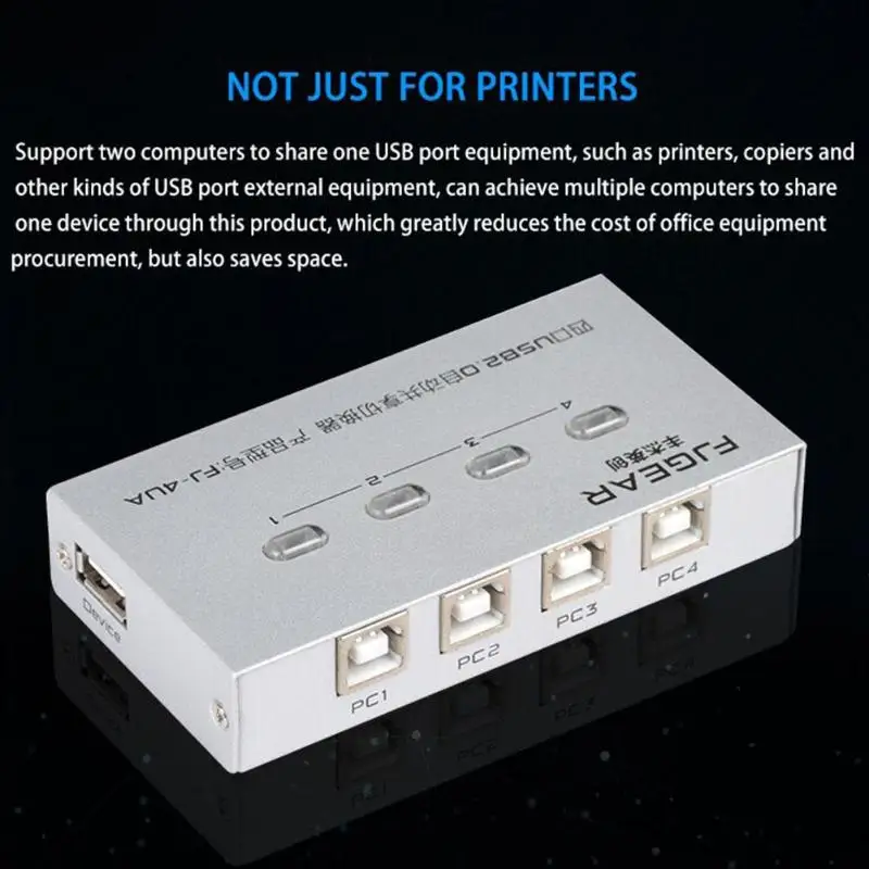 FJ-4UA 4 порта USB 2,0 коммутатор ПК принтер автоматический Переключатель Селектор концентратор принтер sharer принтер коммутатор