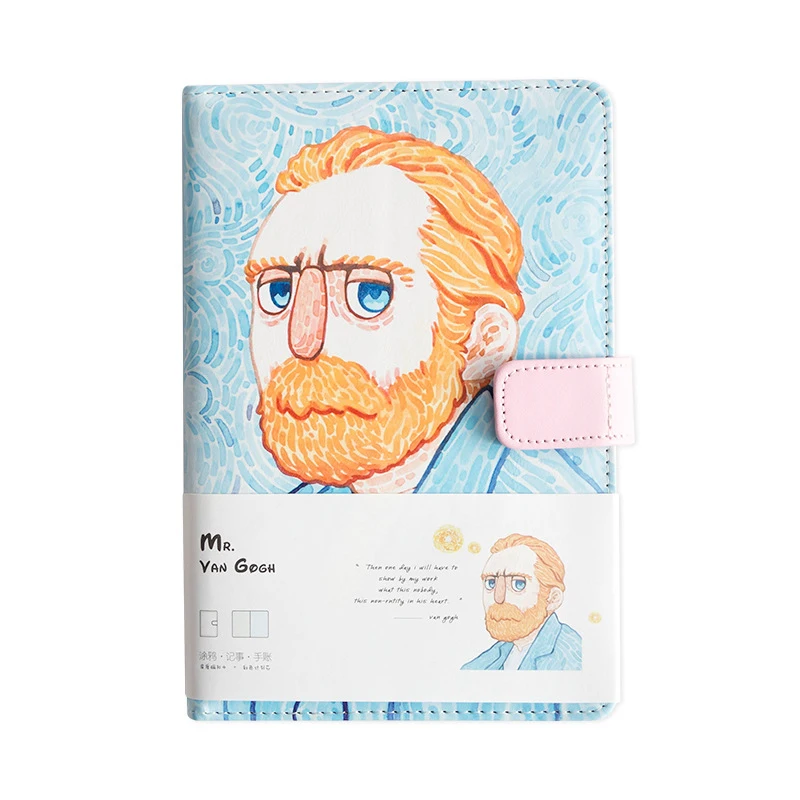 

A5 Notepads Van Gogh Cute Leather Pocket Journal Planner Filofax Weekly Diary Travelers Notebook With Colored Pages Stationery