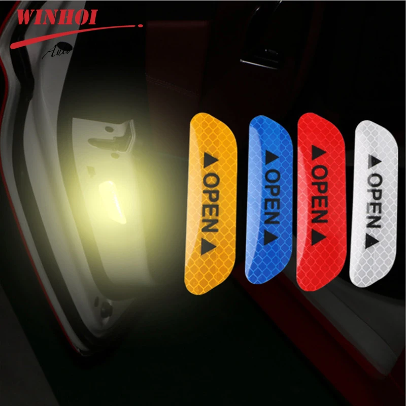 4 шт. Универсальная автомобильная дверь открытая наклейка светоотражающая лента