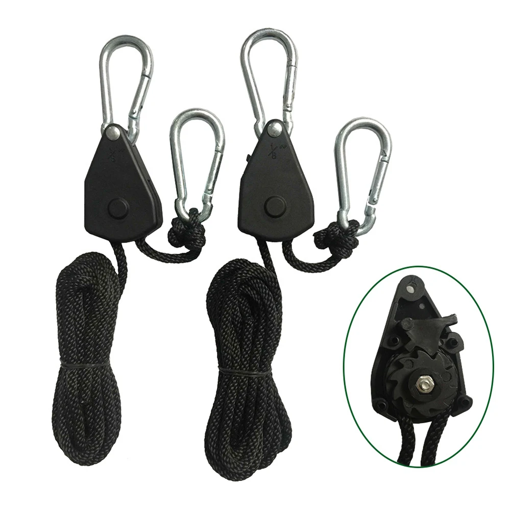 2Pcs Camping Hiking Pulley 1/8&quot Rope Ratchet Hanger Outdoor Tools EDC Survival Equipment Tent Light Hanging Hook | Спорт и
