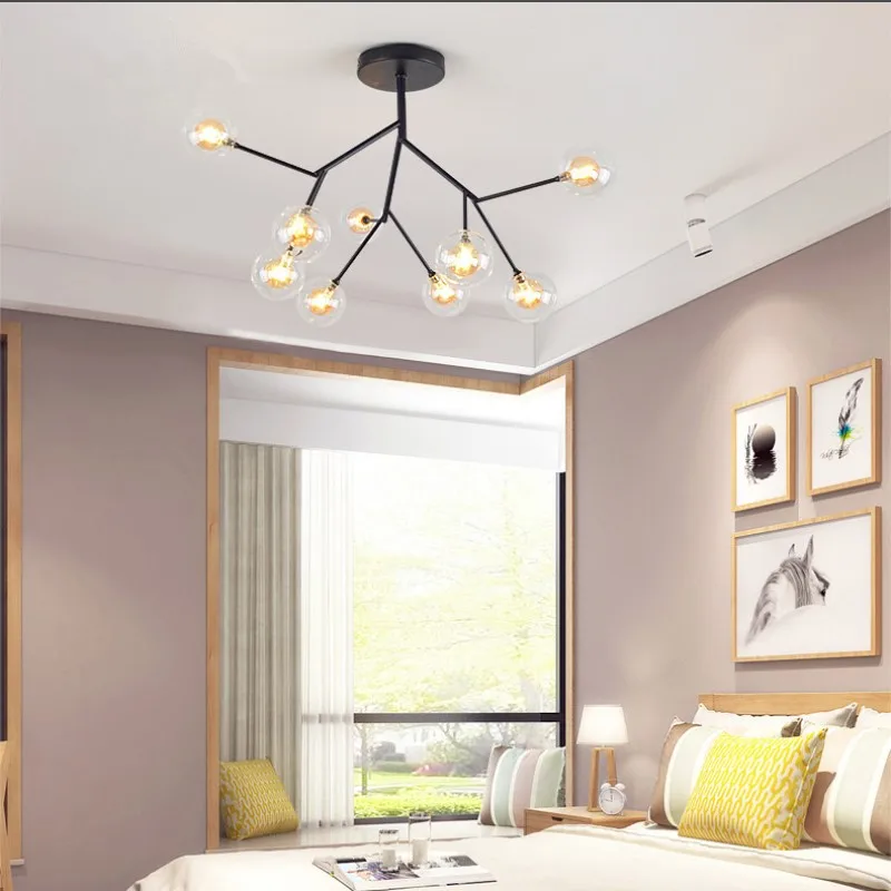 

Nordic Modern Minimalist Living Room Chandelier Creative Personality Molecular Lights Firefly Lamp Bedroom Glass Restaurant Bar