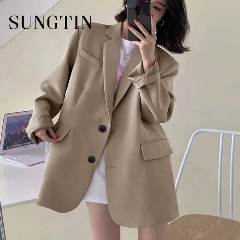 Женский офисный свободный Блейзер Sungtin куртка для женщин весна-осень 2021